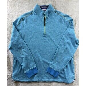 Robert Graham Men's 2XL Blue/Green 1/4 Zip Pullover Classic Fit Cotton